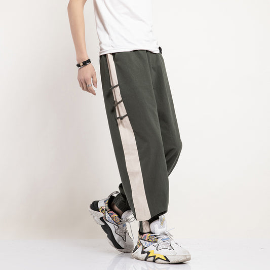 Chinese Style Baggy Men's Plus Size Loose Wide Leg Pants